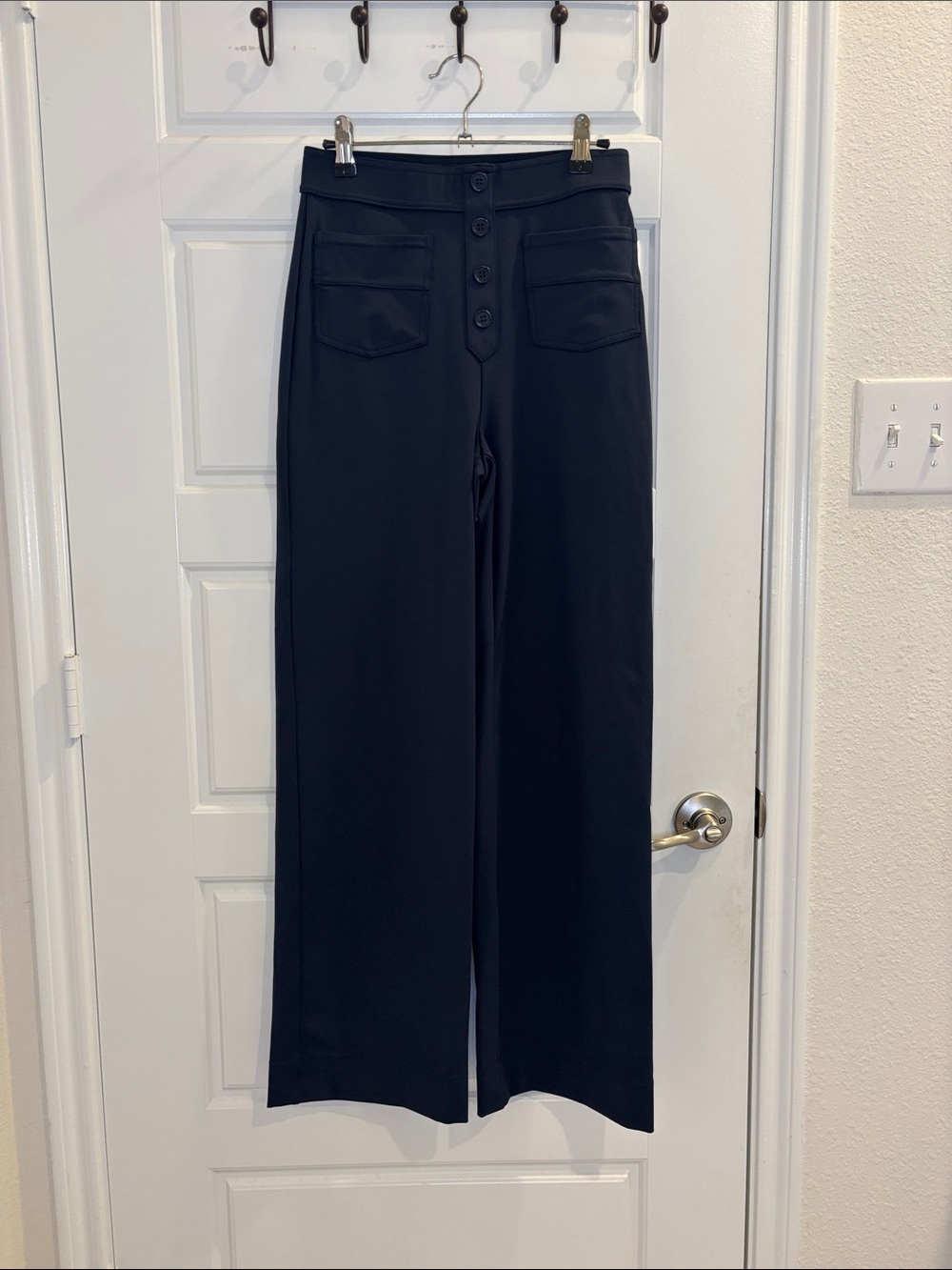 Halara High Waisted Button Front Wide Leg Pants Navy Blue S